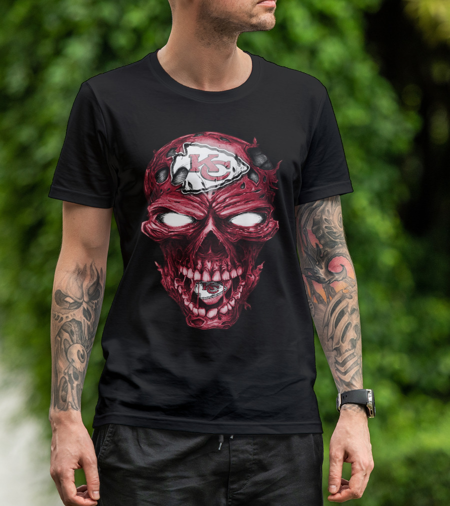Kansas City Chiefs Skull Head T-Shirt