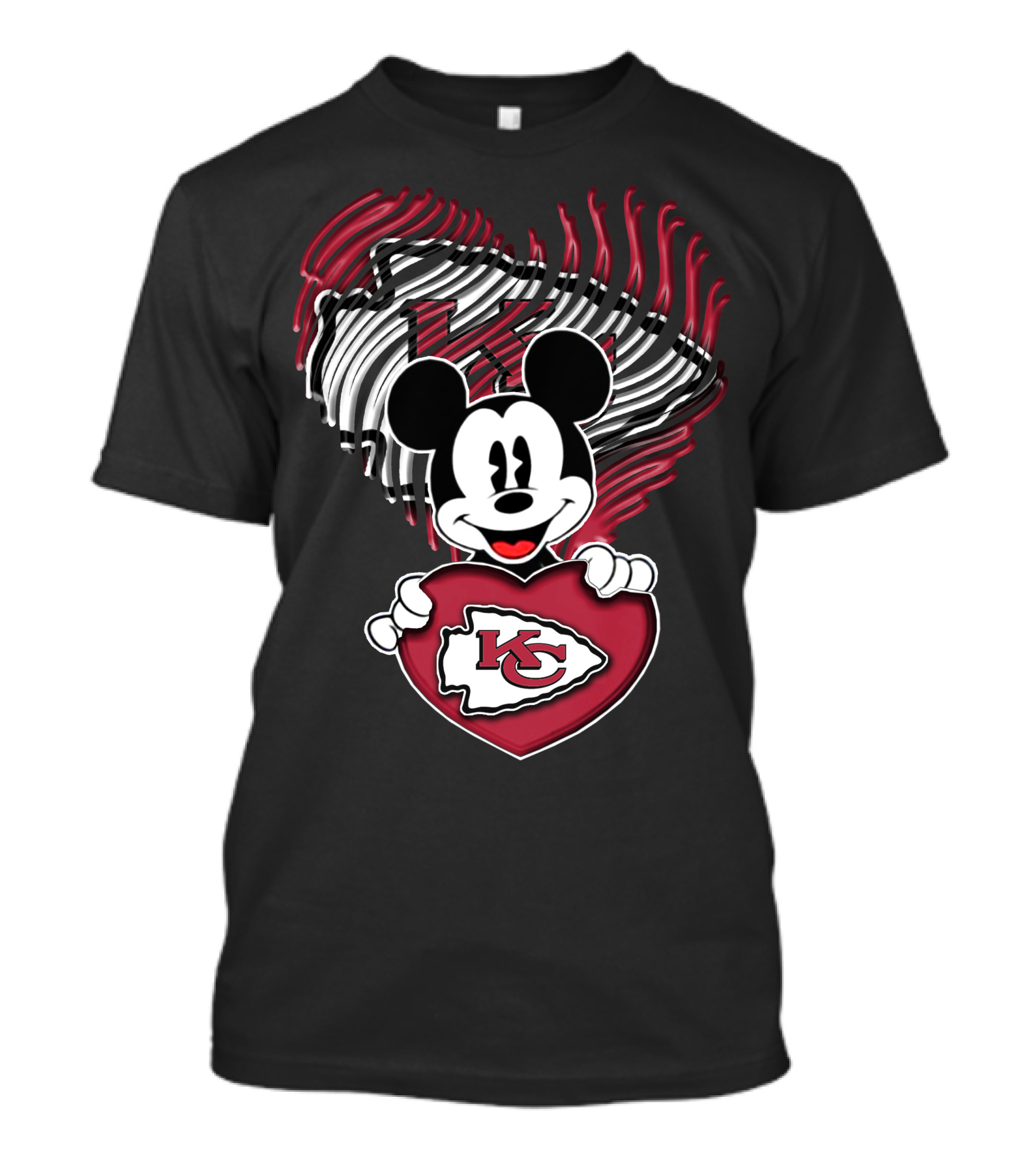Mick Kansas City Chiefs Heart Paw Prints T-Shirt