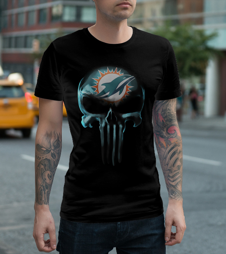 Miami Dolphins 30 Skull T-Shirt
