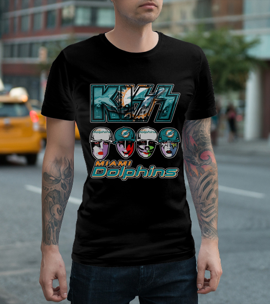KISS Dolphins Faces Miami Football Fans T-Shirt