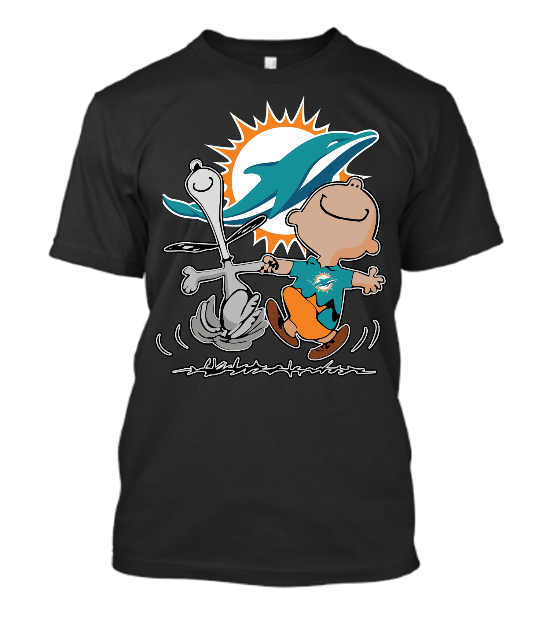 Miami Dolphins 44 Peanuts Characters Dancing T-Shirt