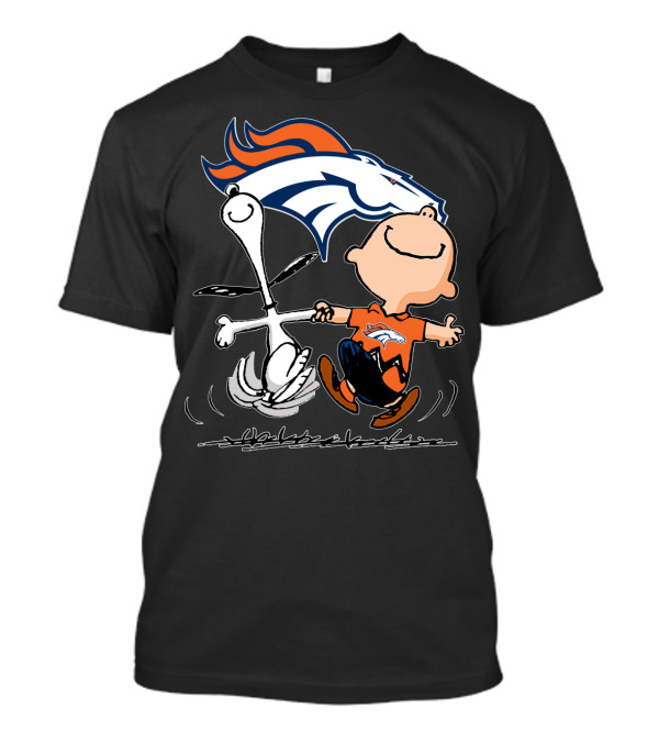 Snoopy Charlie Brown Dancing With Denver Broncos T-Shirt