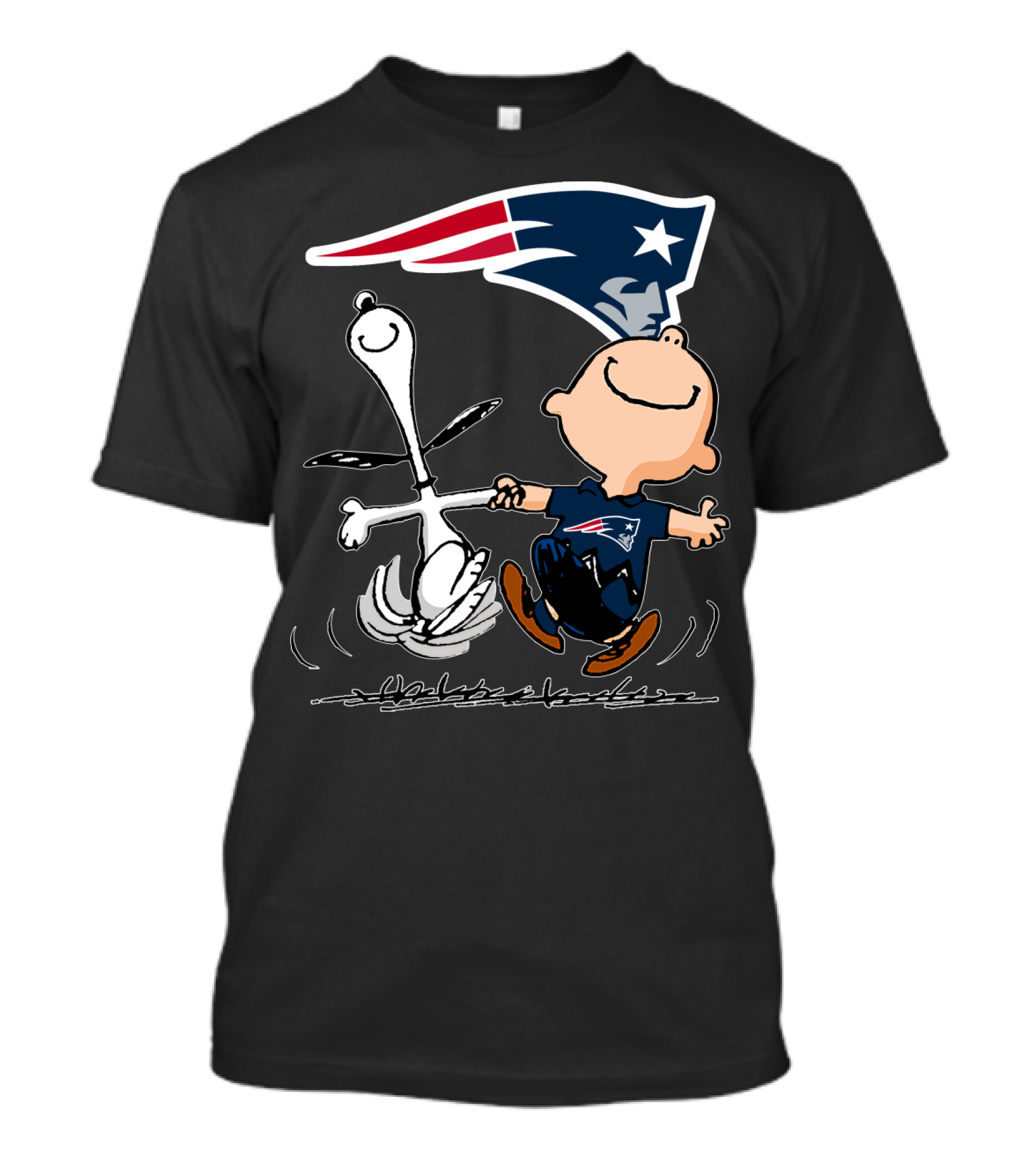 Snoopy And Charlie Brown Dancing With New England Patriots T-Shirt