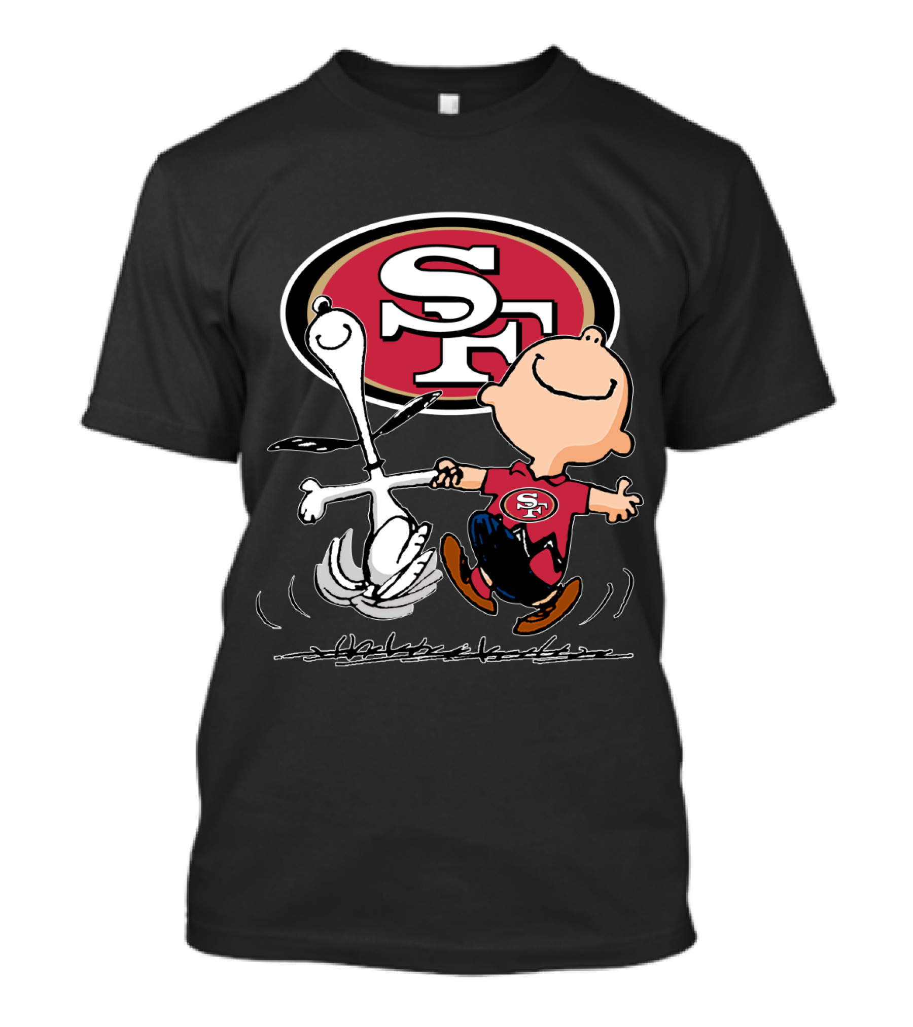 Snoopy And Charlie Brown Dancing With San Francisco 49ers SF T-Shirt