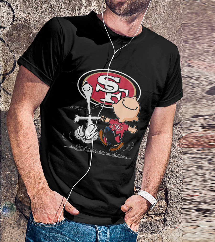 Snoopy And Charlie Brown Dancing With San Francisco 49ers SF T-Shirt