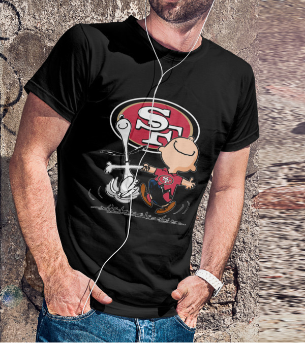 Snoopy And Charlie Brown Dancing With San Francisco 49ers SF T-Shirt