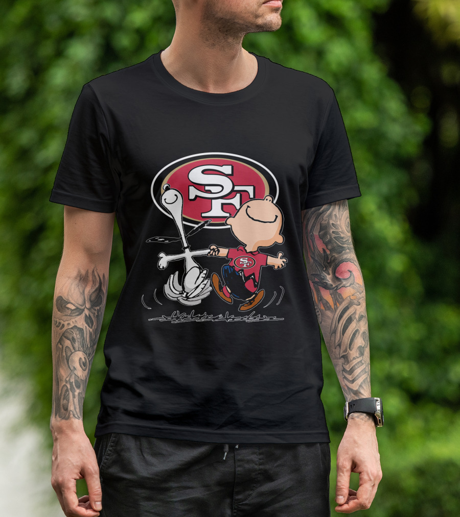 Snoopy And Charlie Brown Dancing With San Francisco 49ers SF T-Shirt