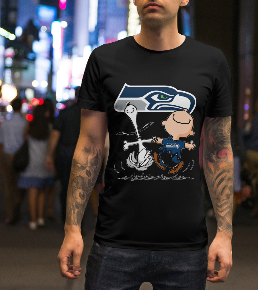 Snoopy Dance Seattle Seahawks Logo Charlie Brown T-Shirt