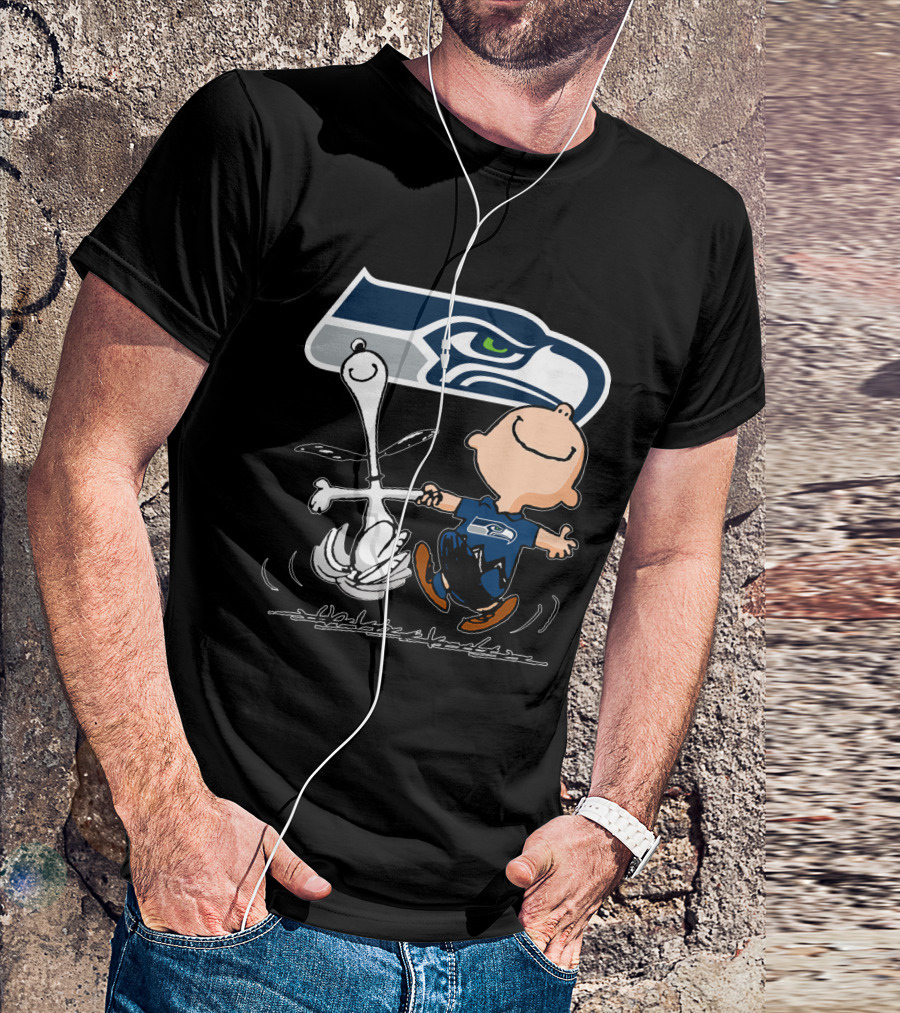 Snoopy Dance Seattle Seahawks Logo Charlie Brown T-Shirt