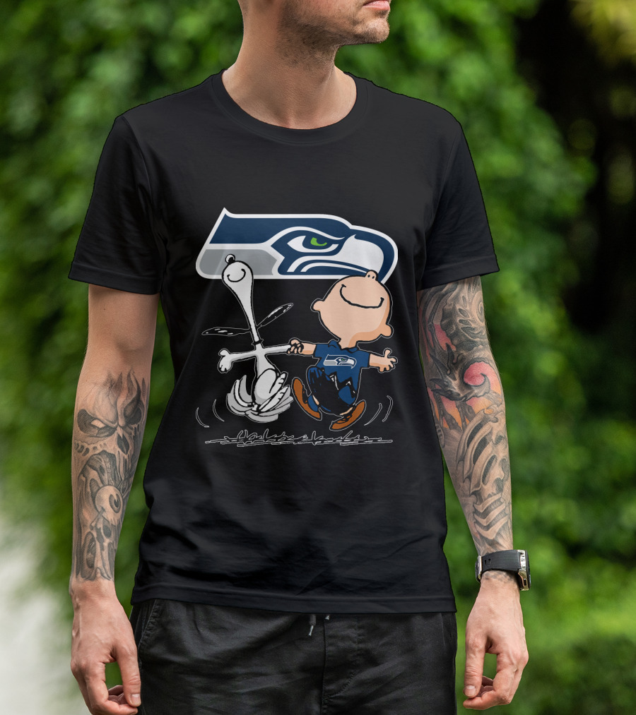 Snoopy Dance Seattle Seahawks Logo Charlie Brown T-Shirt