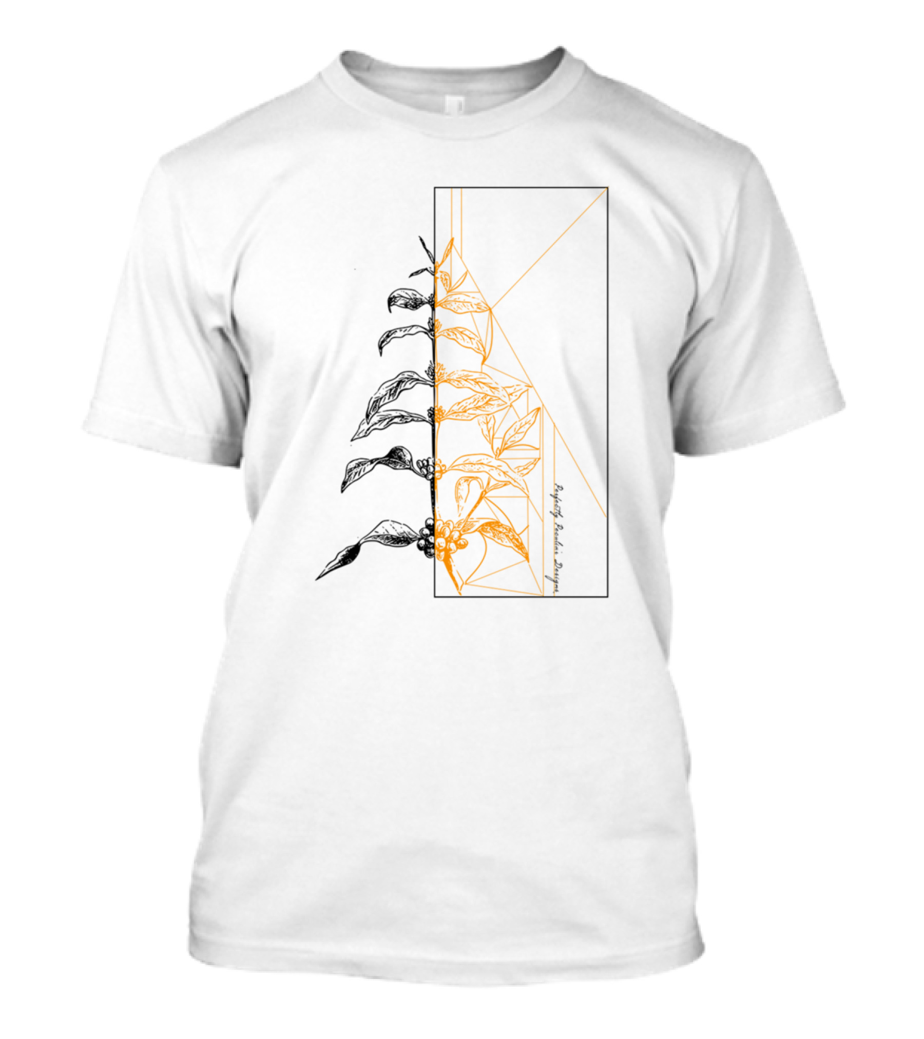 Peculiar Coffee Plant Geometric Gold Botanical T-Shirt