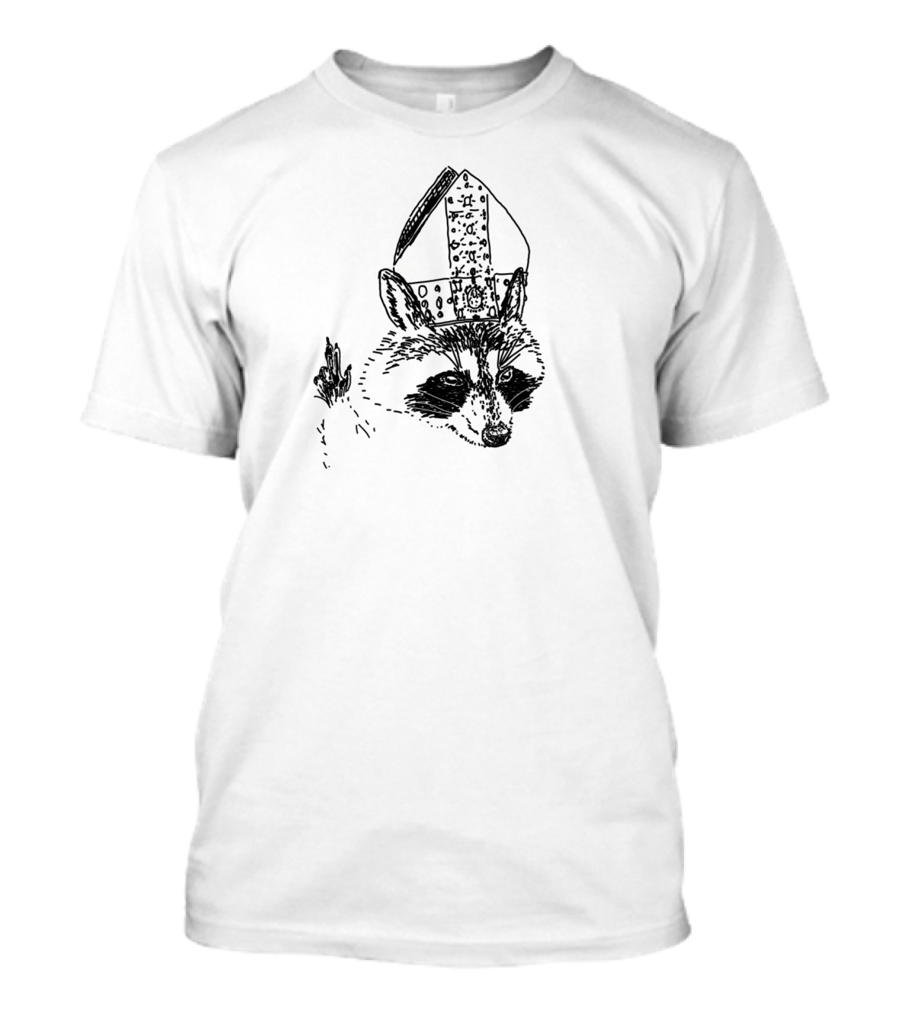 Raccoon Clement With Bishops Mitre Hat T-Shirt