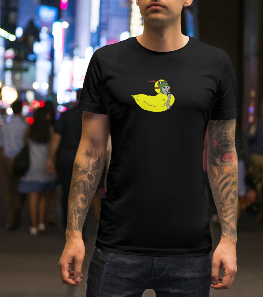 Apocalypduck Yellow Duck With Gas Mask And Helmet T-Shirt