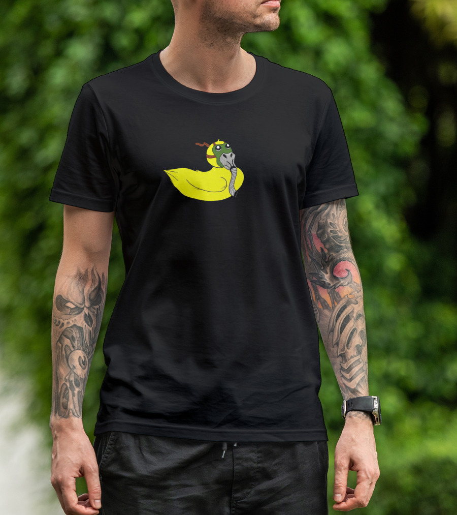 Apocalypduck Yellow Duck With Gas Mask And Helmet T-Shirt