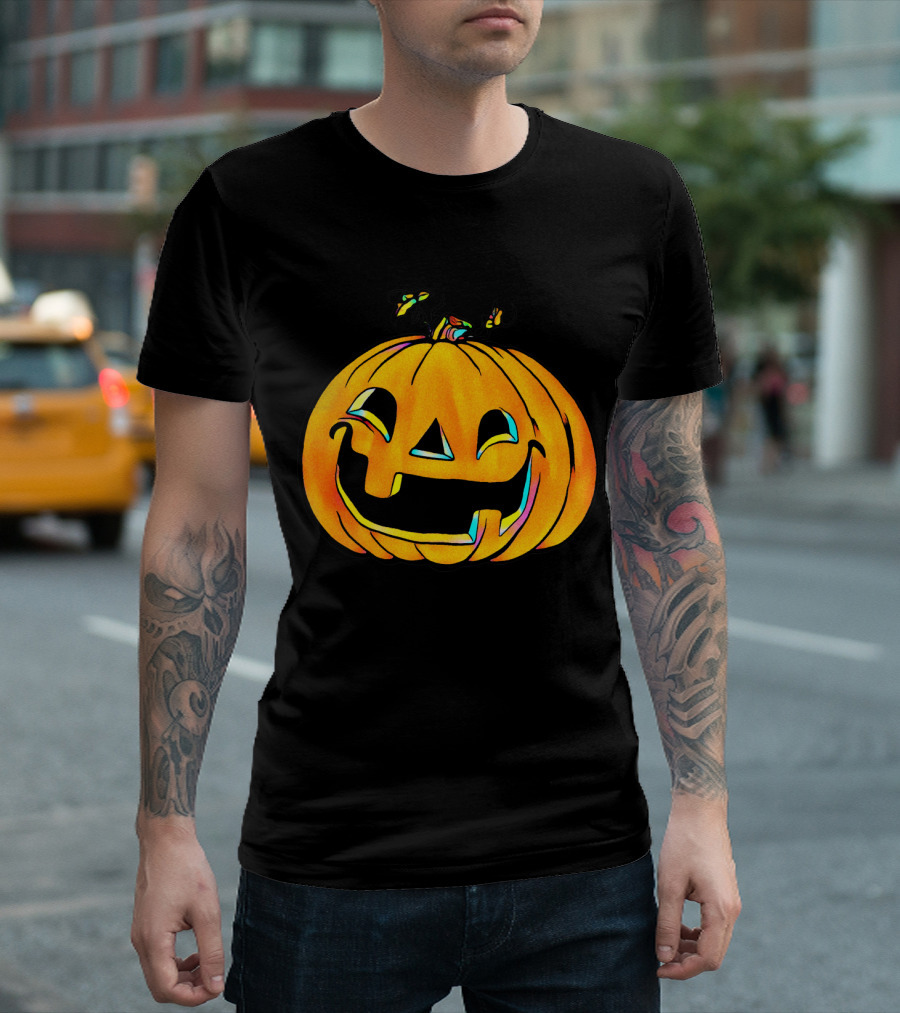 Colorful Laughing Party Pumpkin Halloween Jack O'Lantern T-Shirt
