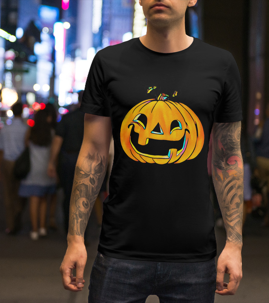 Colorful Laughing Party Pumpkin Halloween Jack O'Lantern T-Shirt