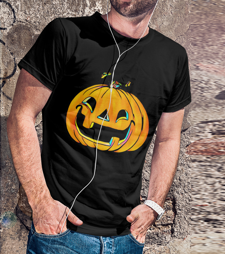 Colorful Laughing Party Pumpkin Halloween Jack O'Lantern T-Shirt