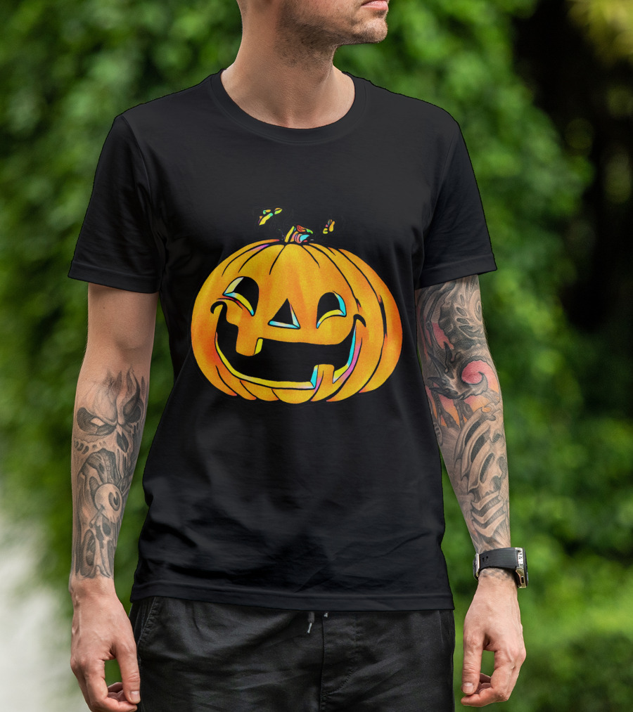 Colorful Laughing Party Pumpkin Halloween Jack O'Lantern T-Shirt