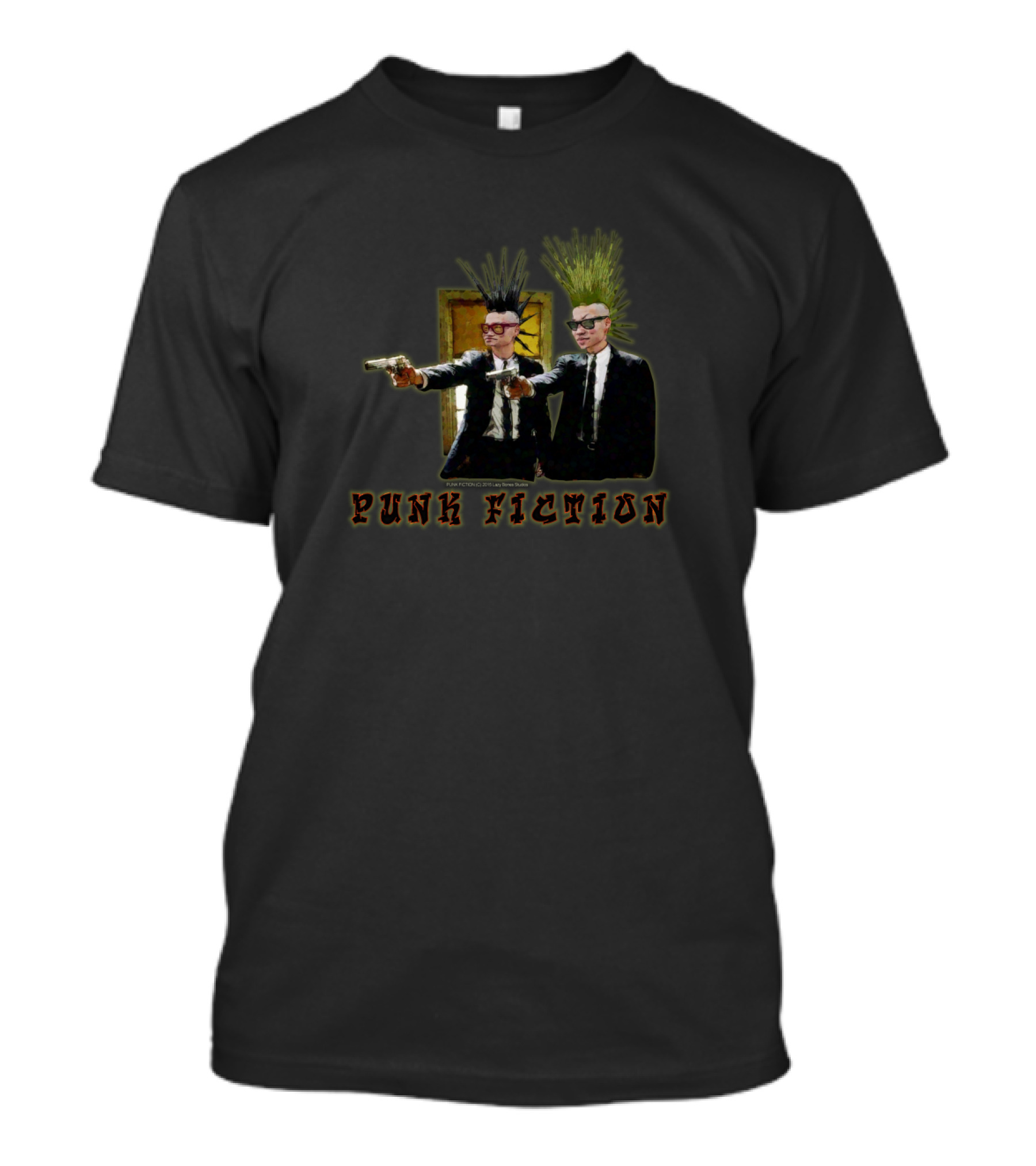 Retro Punk Rockers With Spiked Hair Channeling Gritty Fictional Movie Icons T-Shirt