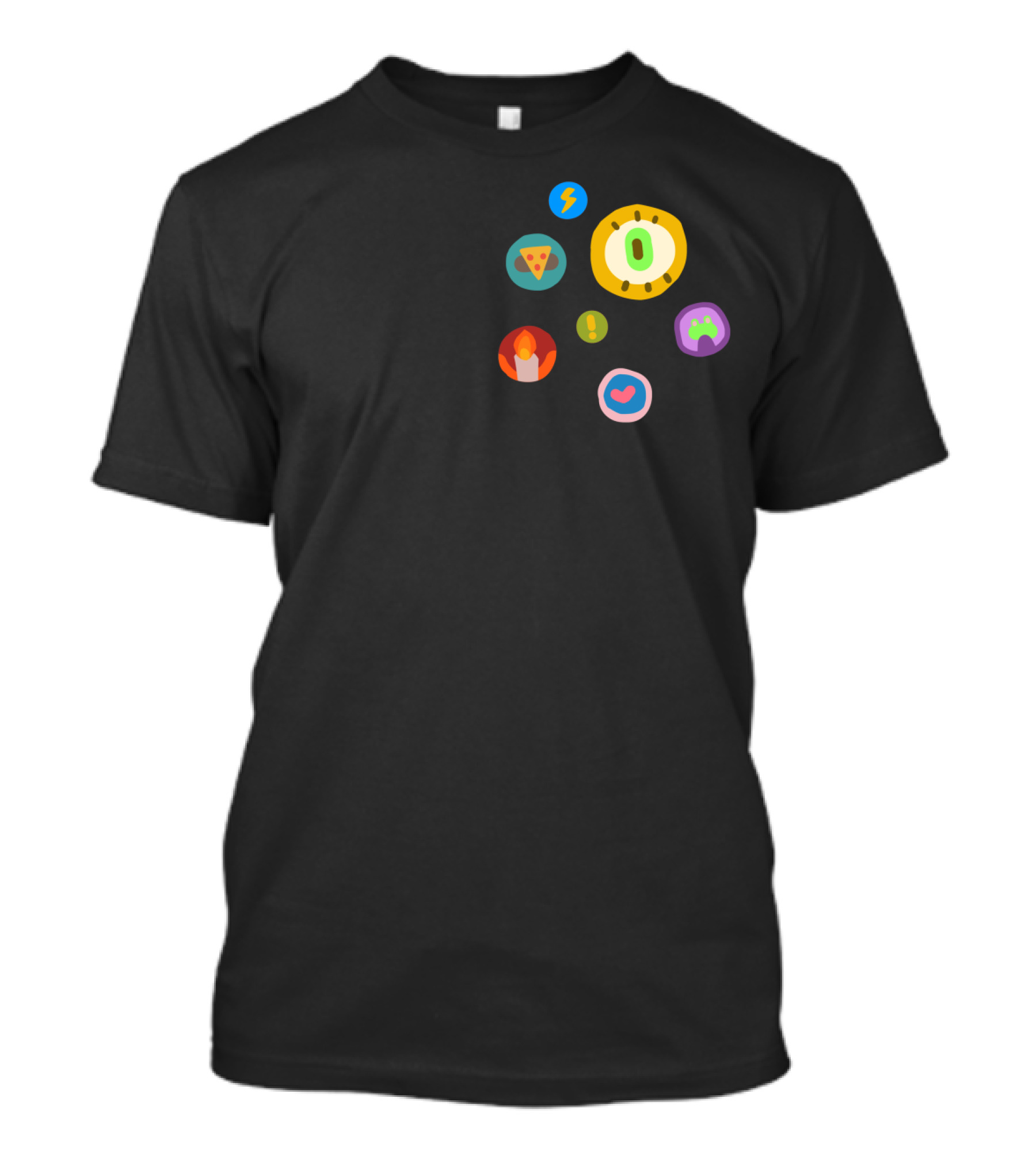 Funky Punk Lightning Pizza Fire Heart Gamepad Icons T-Shirt