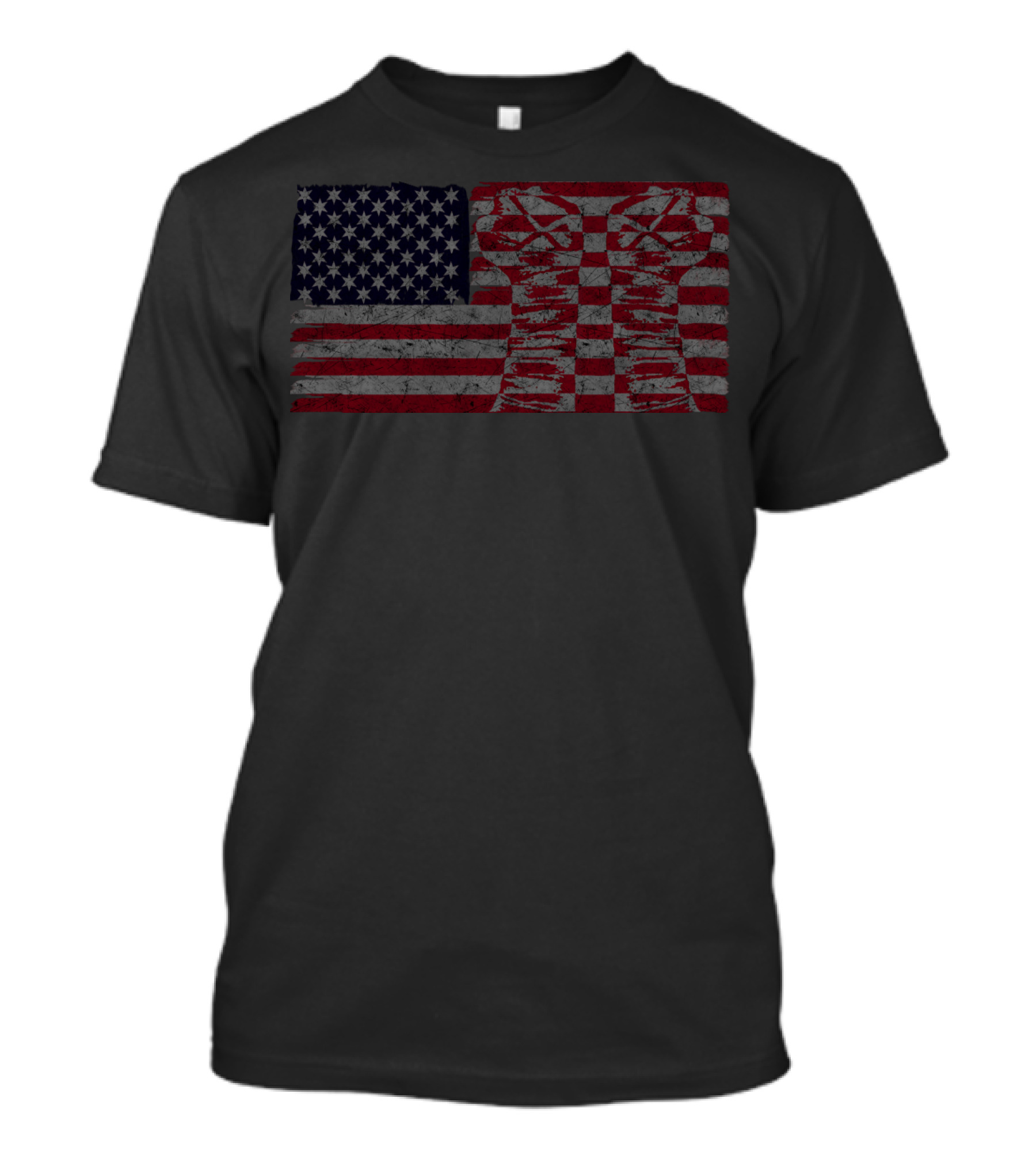 United States Flag With Punk Skull Stripes And Stars T-Shirt
