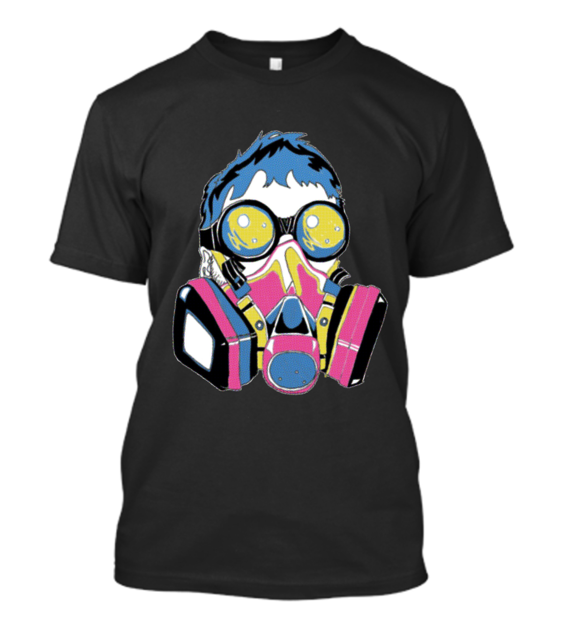 Neon Punk Gas Mask Art With Vibrant Yellow And Pink Accents T-Shirt
