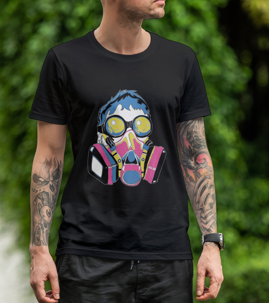 Neon Punk Gas Mask Art With Vibrant Yellow And Pink Accents T-Shirt