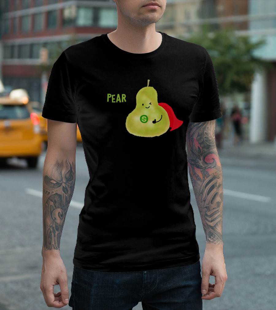 Super Pear Food From My Garden Funny Garden Pun With Superhero T-Shirt