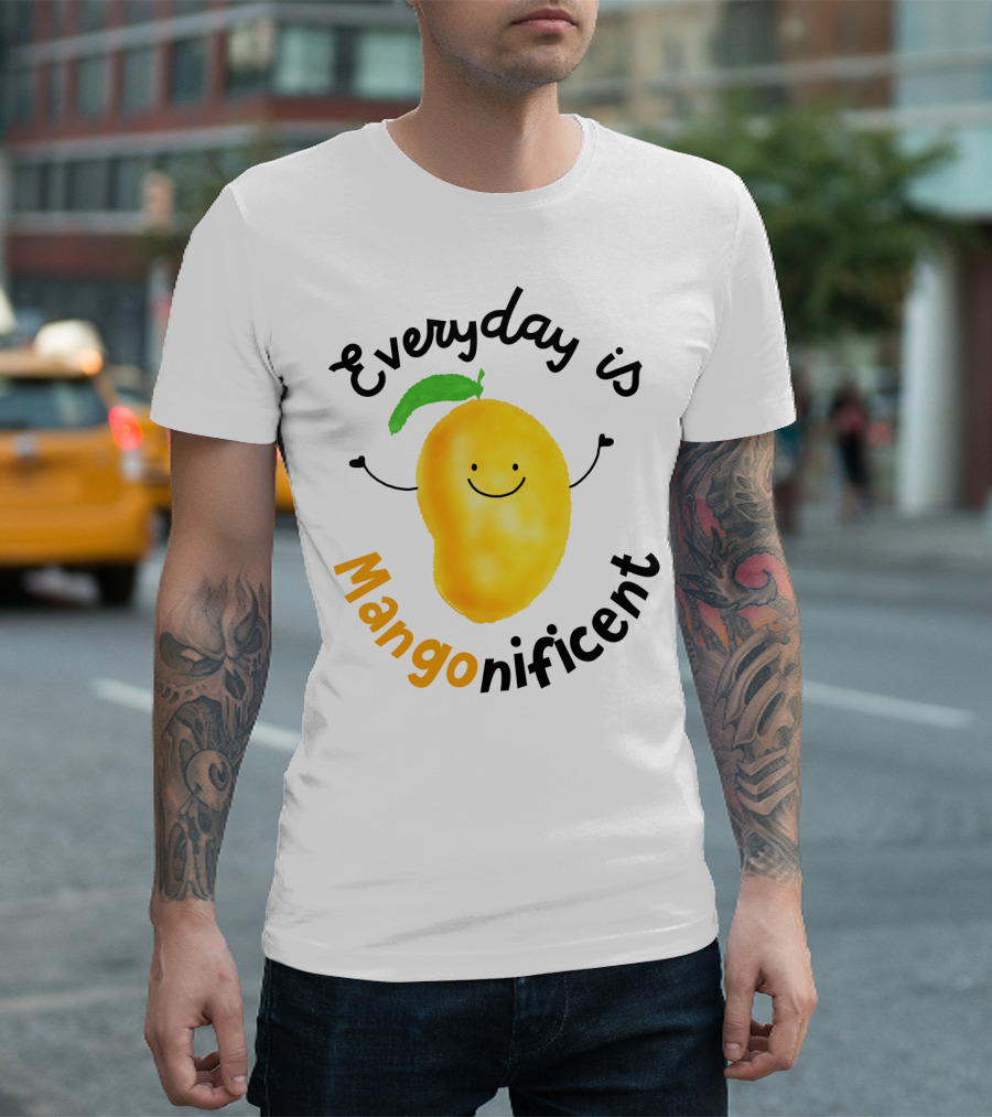 Everyday Is Mangonificent Smiling Mango Punny T-Shirt