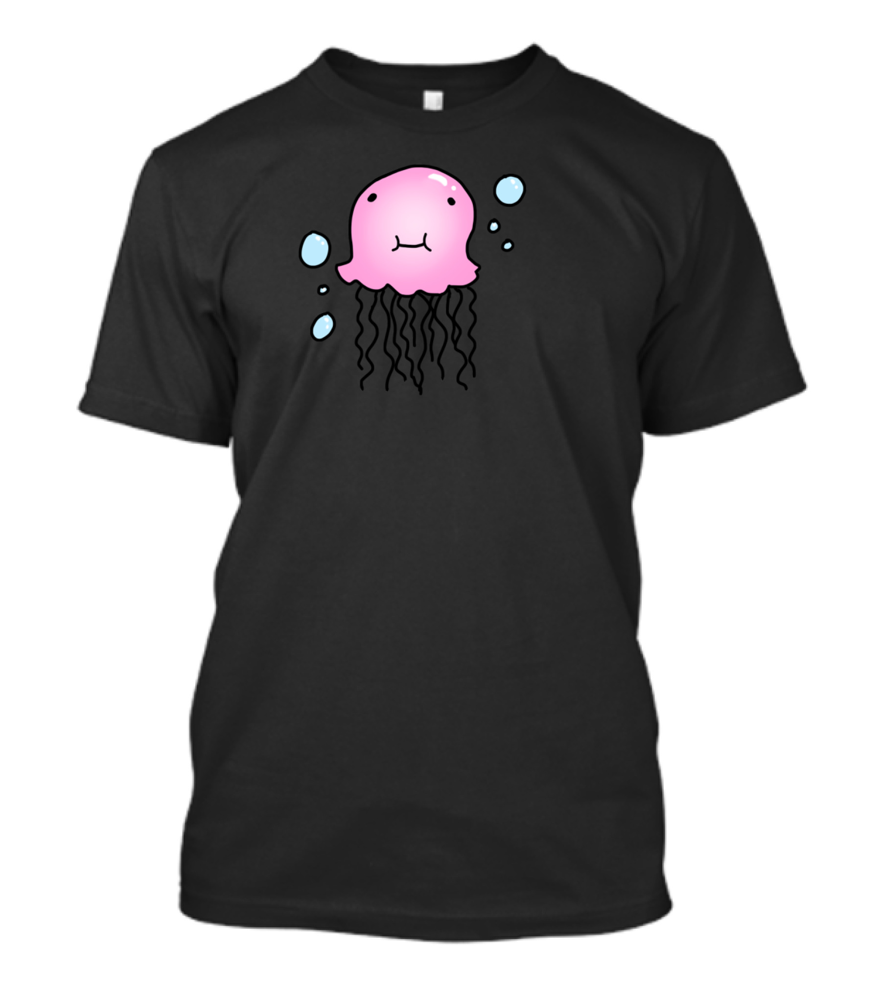 Kawaii Pink Jellyfish With Bubbles T-Shirt