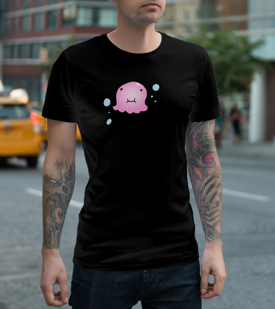 Kawaii Pink Jellyfish With Bubbles T-Shirt