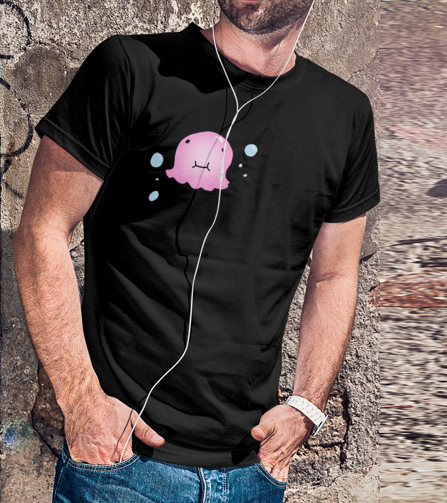 Kawaii Pink Jellyfish With Bubbles T-Shirt