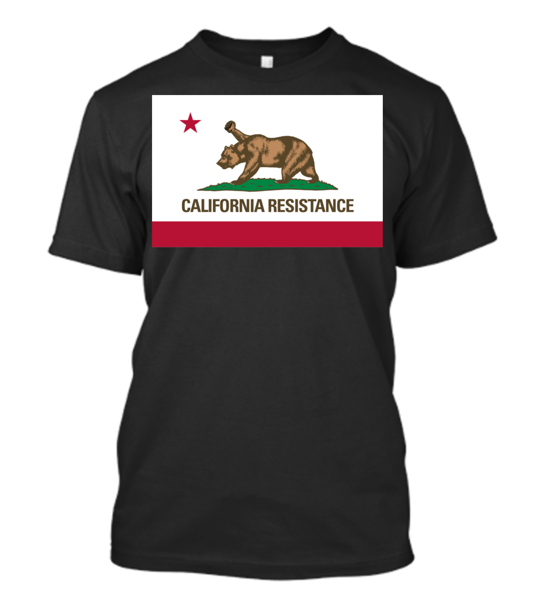 California Resistance Flag Design With Bear And Star Iconography T-Shirt