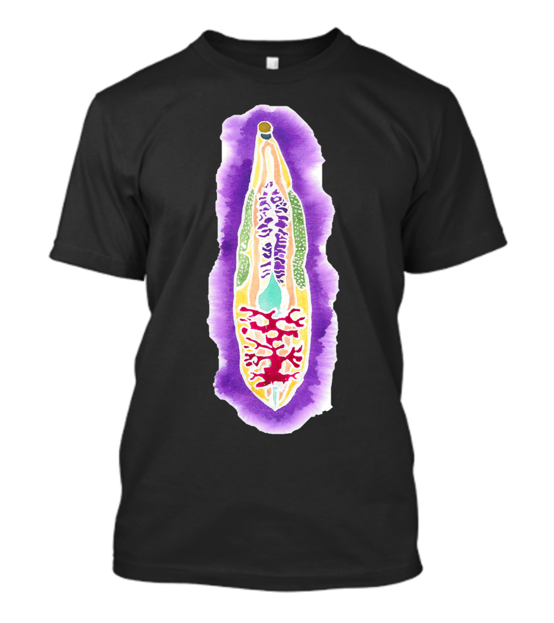 Liver Fluke Vibrant Watercolor Biology T-Shirt