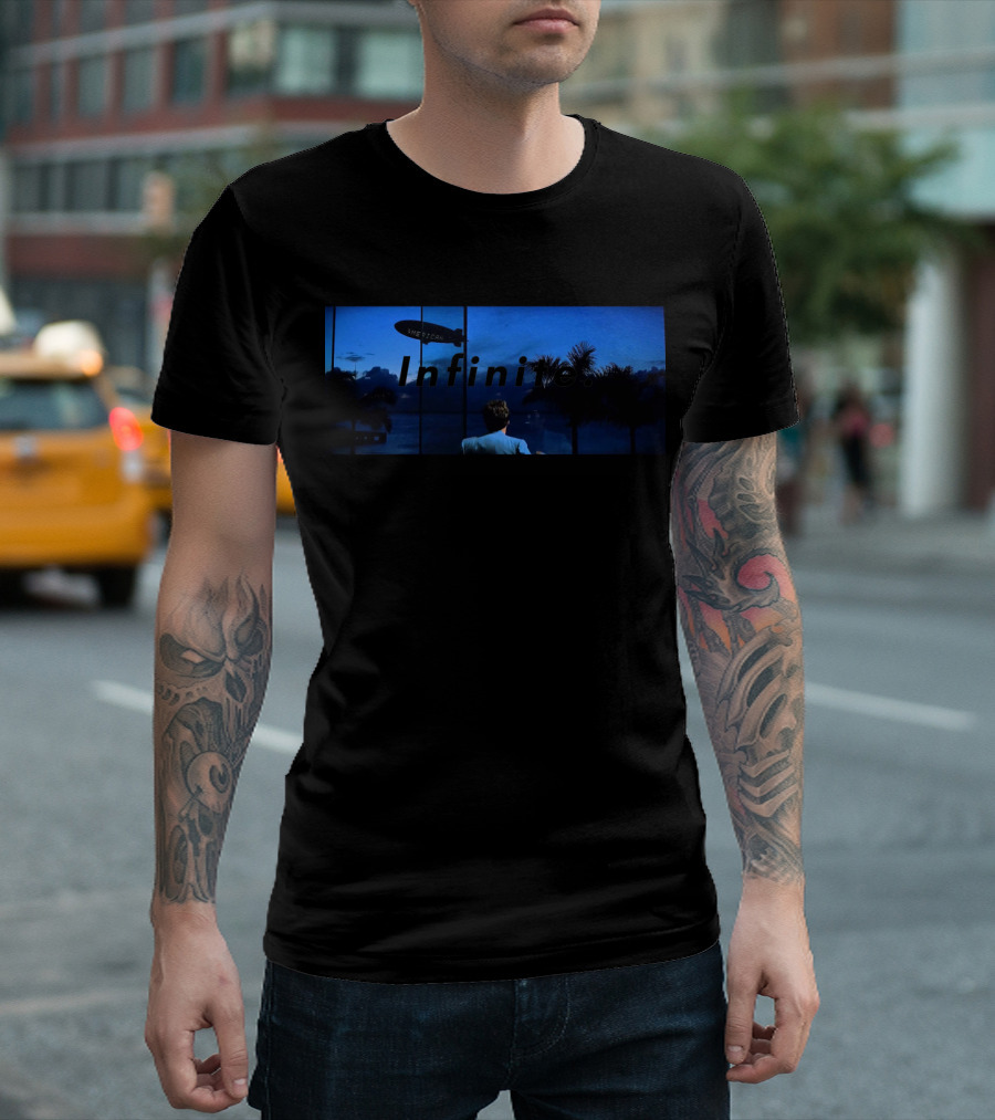 Infinite Blue Horizon Blimp Scene T-Shirt