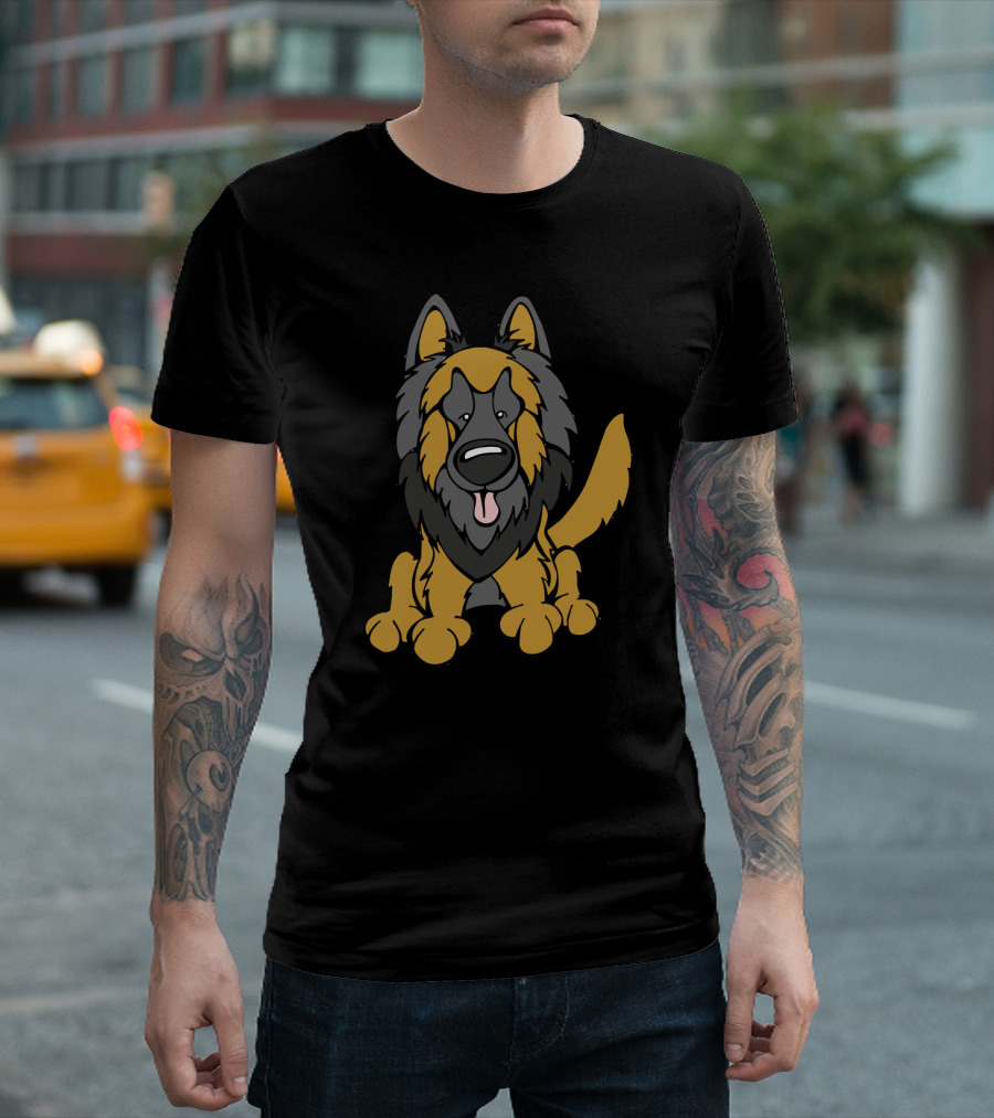 Belgian Tervuren Cartoon Graphic with Playful Dog T-Shirt