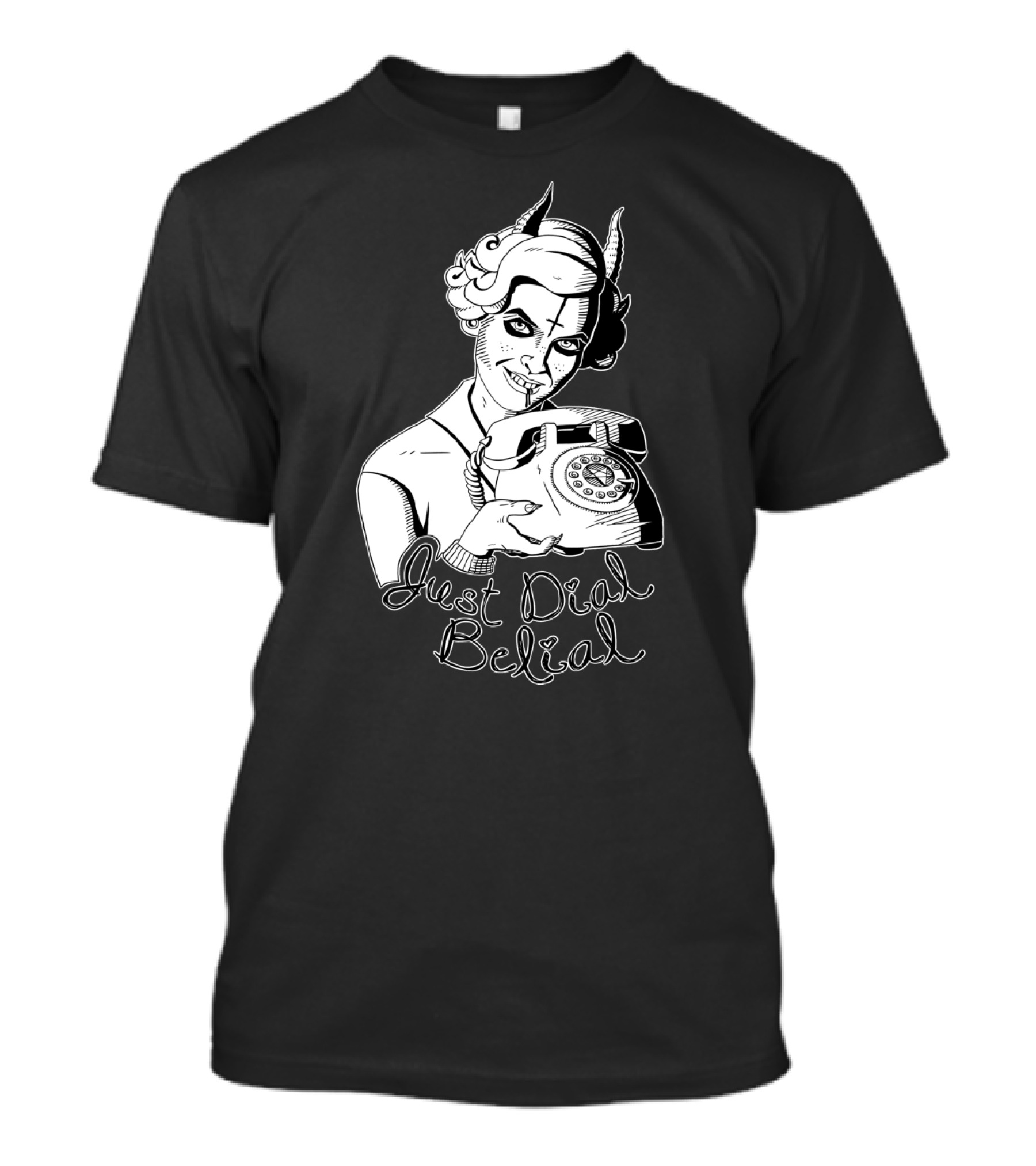 Just Dial Belial Retro Demon With Vintage Phone Drawing T-Shirt