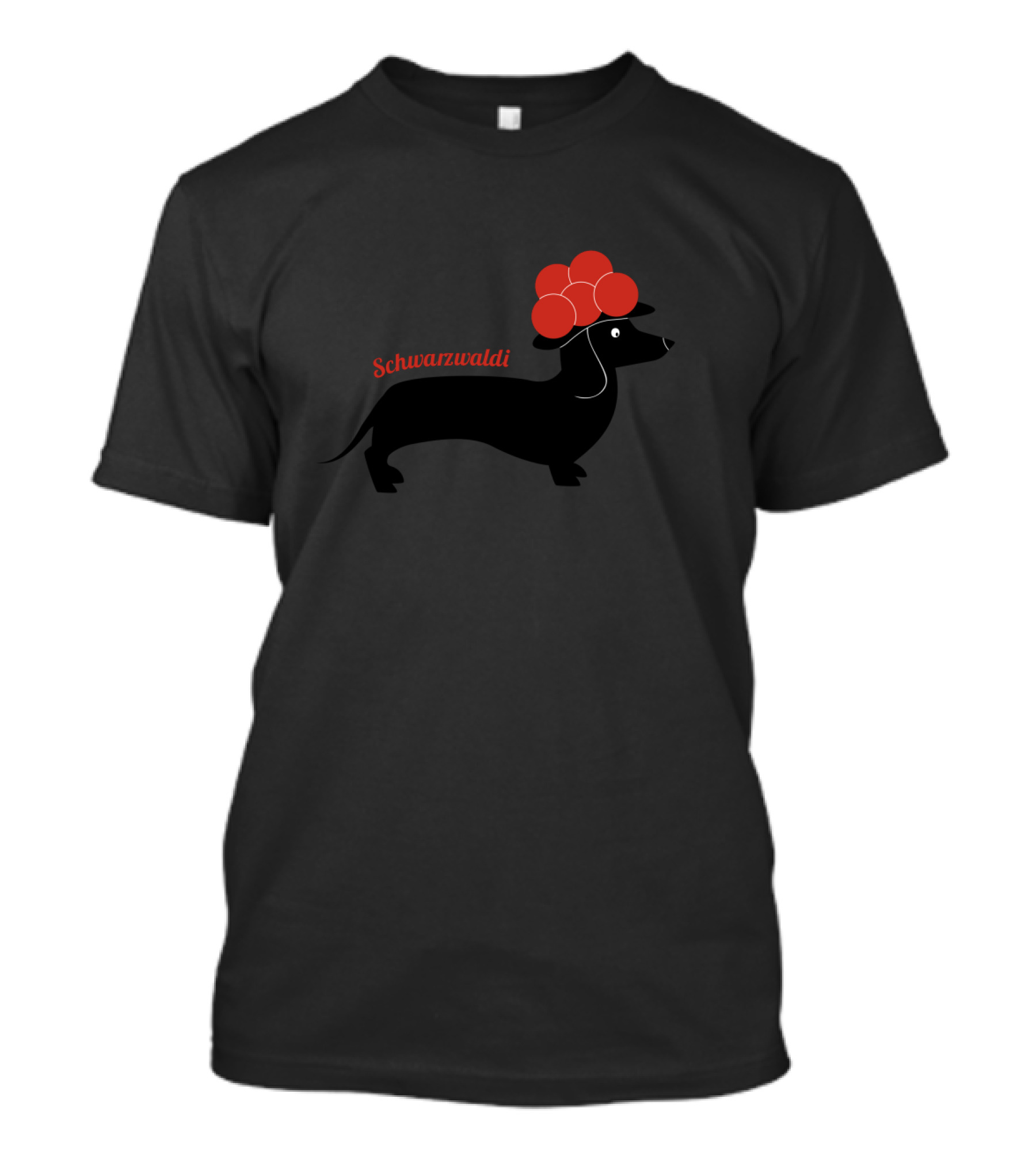 Schwarzwaldi Dachshund With Red Hat Black Forest Sausage Dog T-Shirt