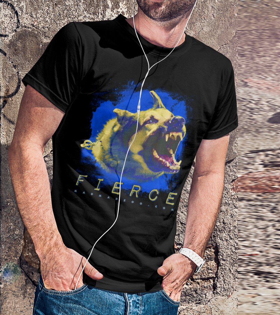 Fierce Dog MadMadZoo.com Bold Blue And Yellow T-Shirt