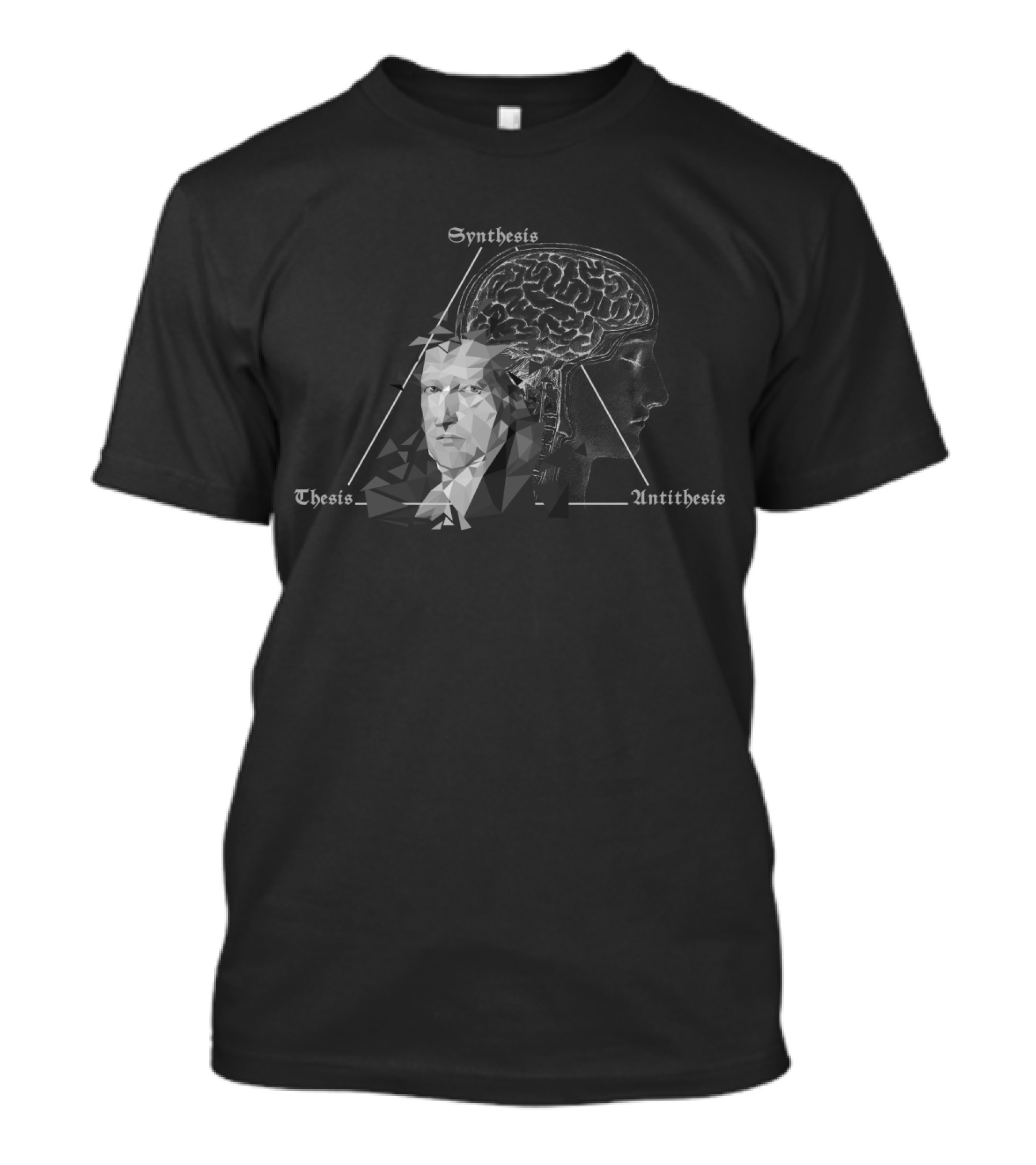 Hegelian Dialectic: Thesis Antithesis Synthesis With Geometric Brain T-Shirt