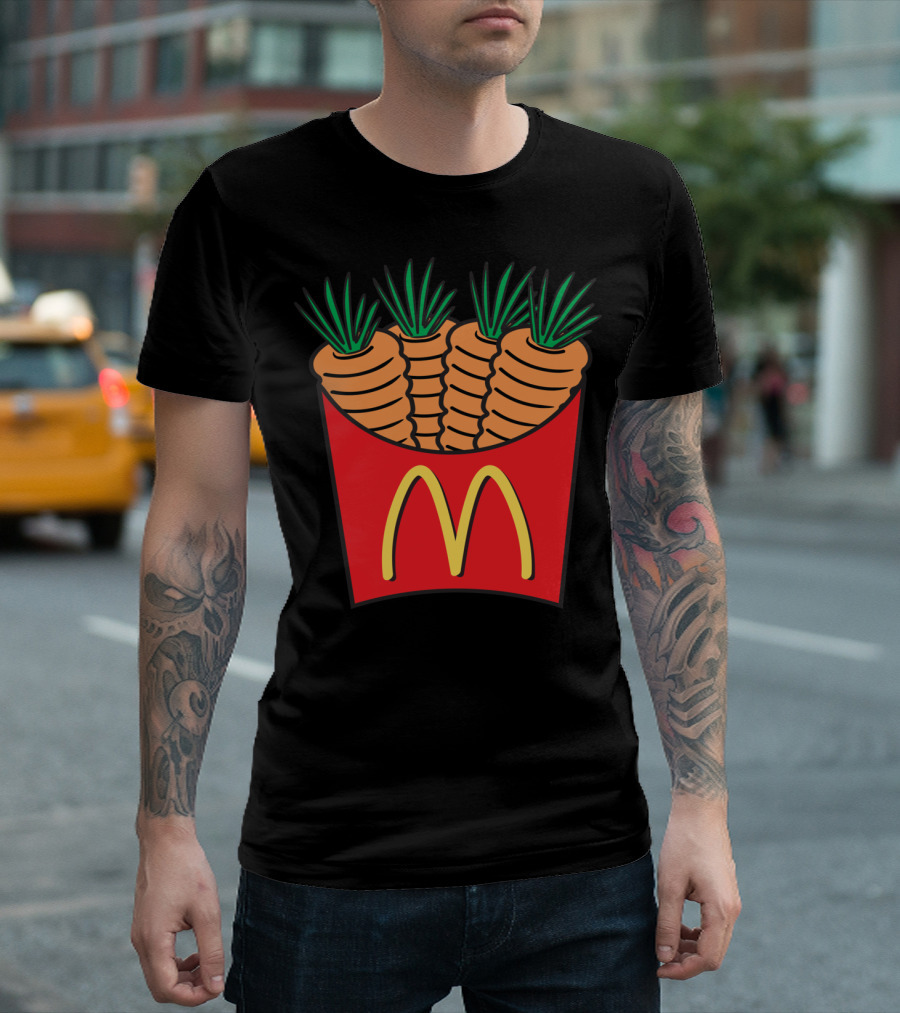 Mc Diet Carrot Fries in Iconic Fast Food Packaging T-Shirt