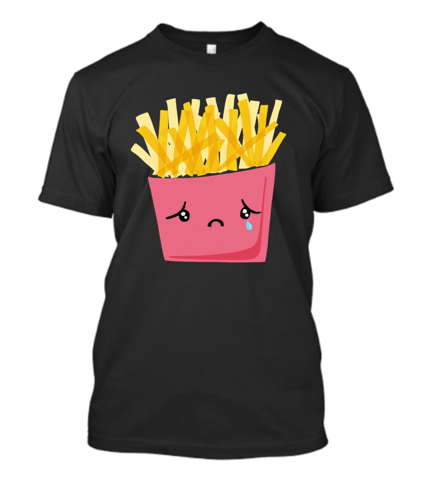 Sad French Fries With Teardrop And Frown Face T-Shirt
