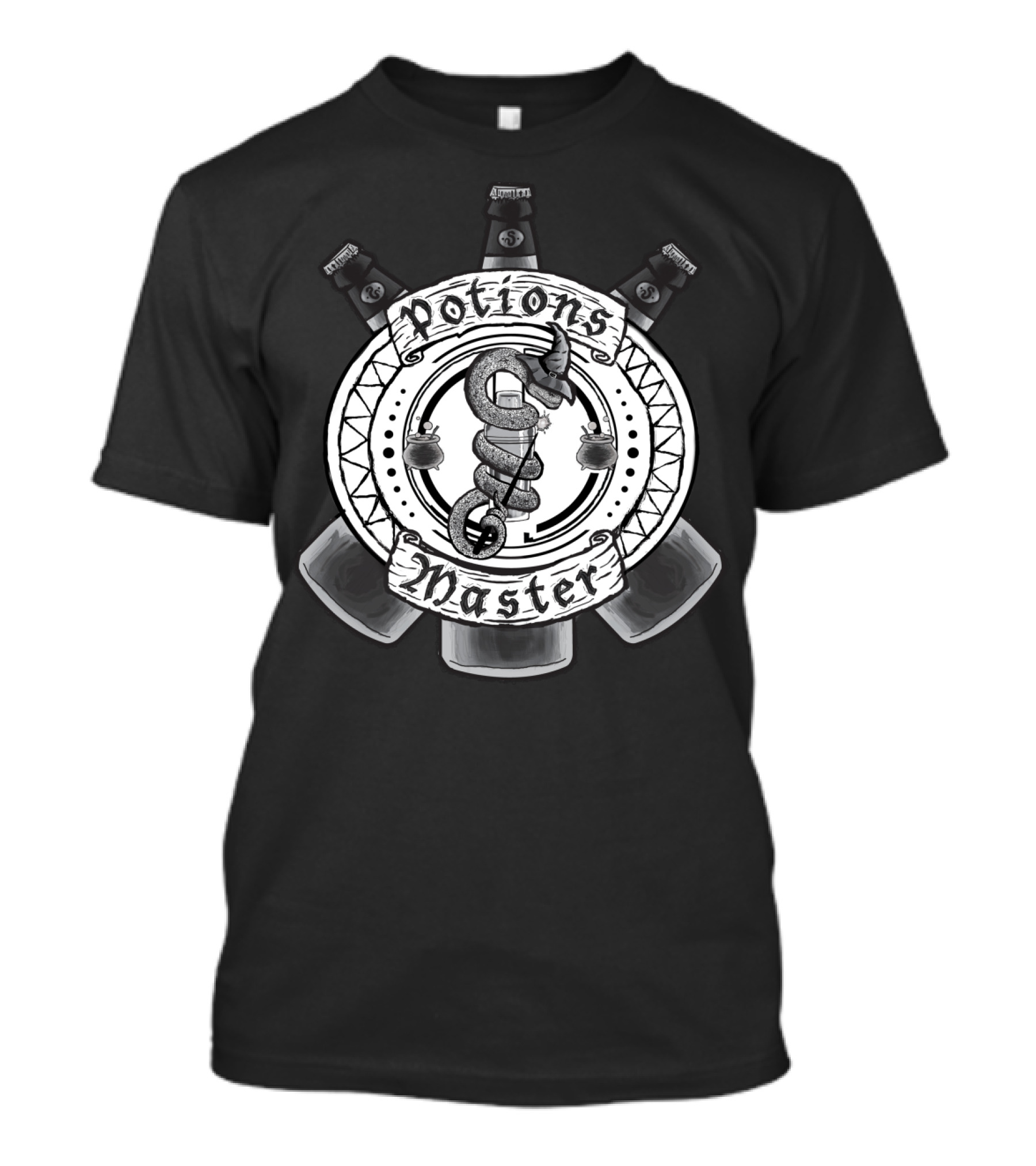 Potions Master Serpent And Flask Symbol With Alchemy Circle T-Shirt