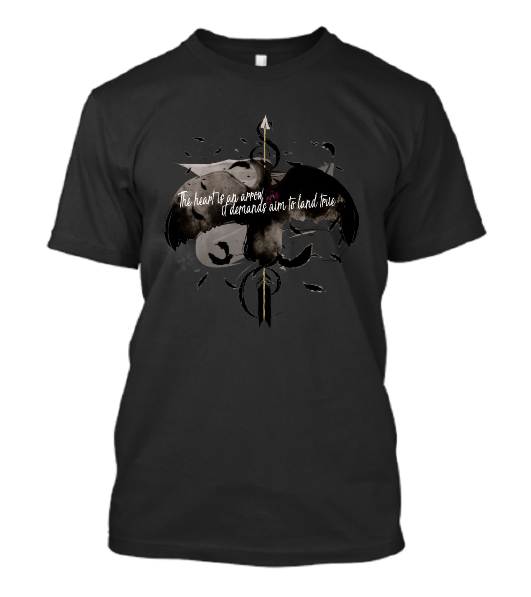The Heart Is An Arrow It Demands Aim To Land True Six Of Crows Crows Feathers Arrow T-Shirt