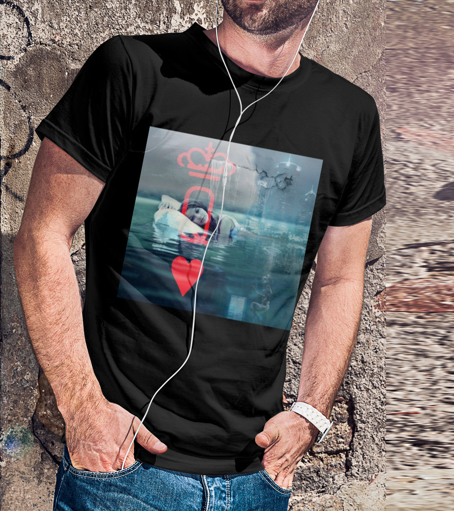 Surreal Water Dream With Unexpected Queen Of Hearts In Futuristic Cityscape T-Shirt