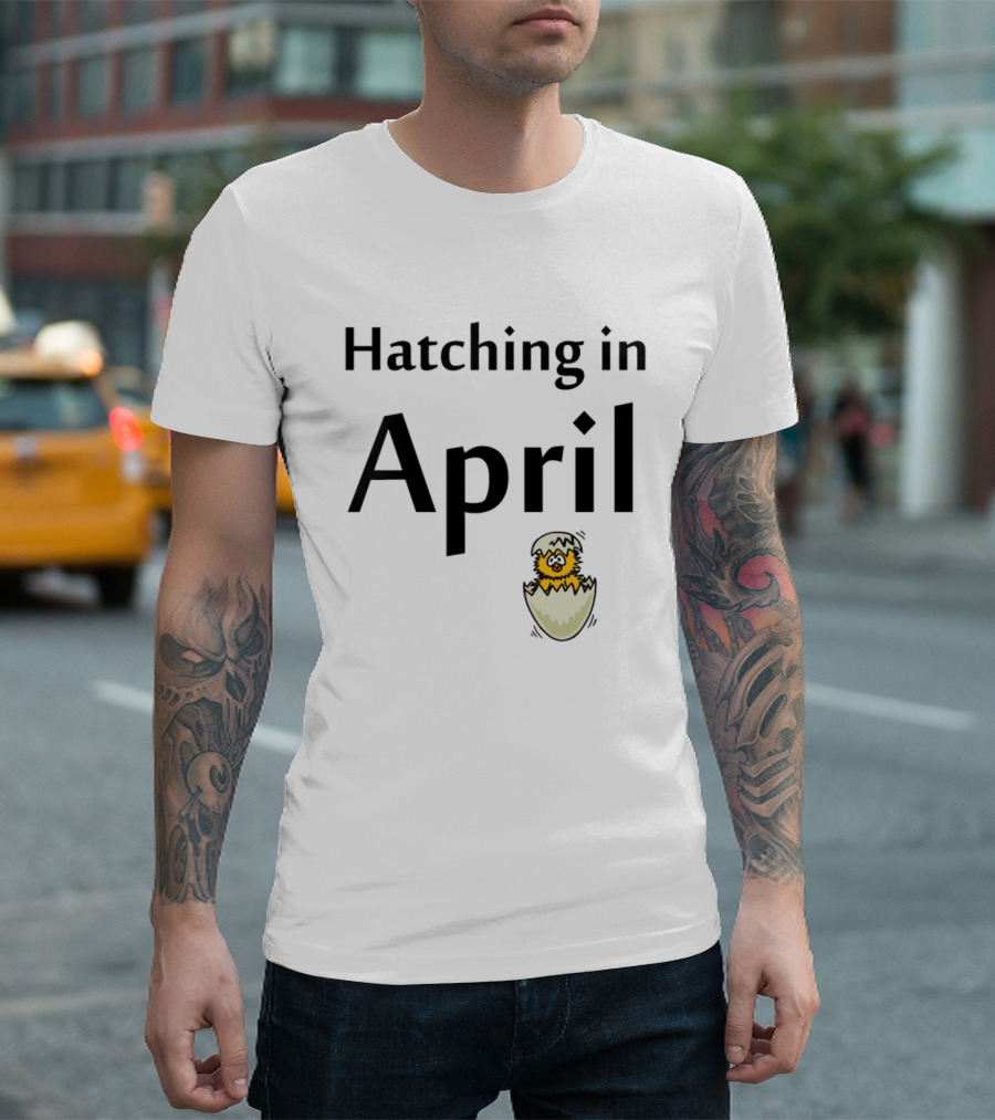 Hatching in April Eggshell Chick Cartoon T-Shirt