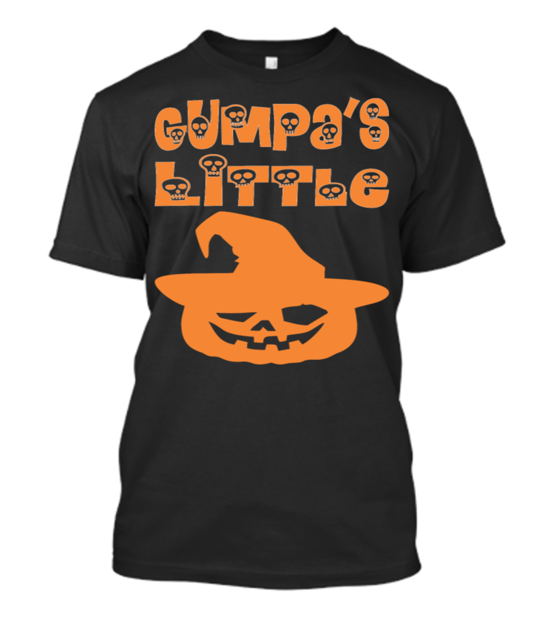 Gumpa's Little Pumpkin Halloween Skull Design With Witch Hat T-Shirt