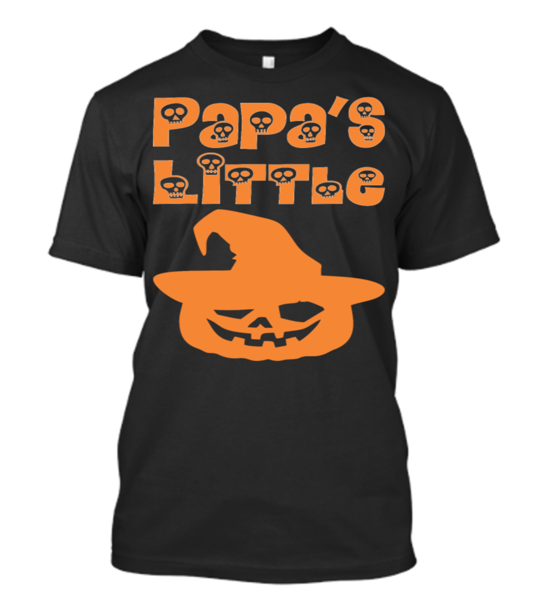 Papa's Little Pumpkin Halloween Skull Text Jack-'o'-lantern Hat T-Shirt