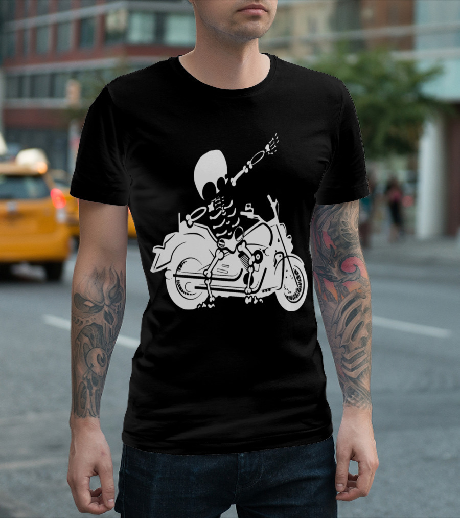 New Dabbing Skeleton On Custom Motorcycle For Enthusiasts T-Shirt