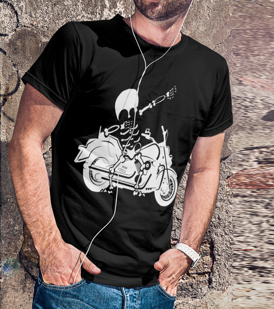 New Dabbing Skeleton On Custom Motorcycle For Enthusiasts T-Shirt